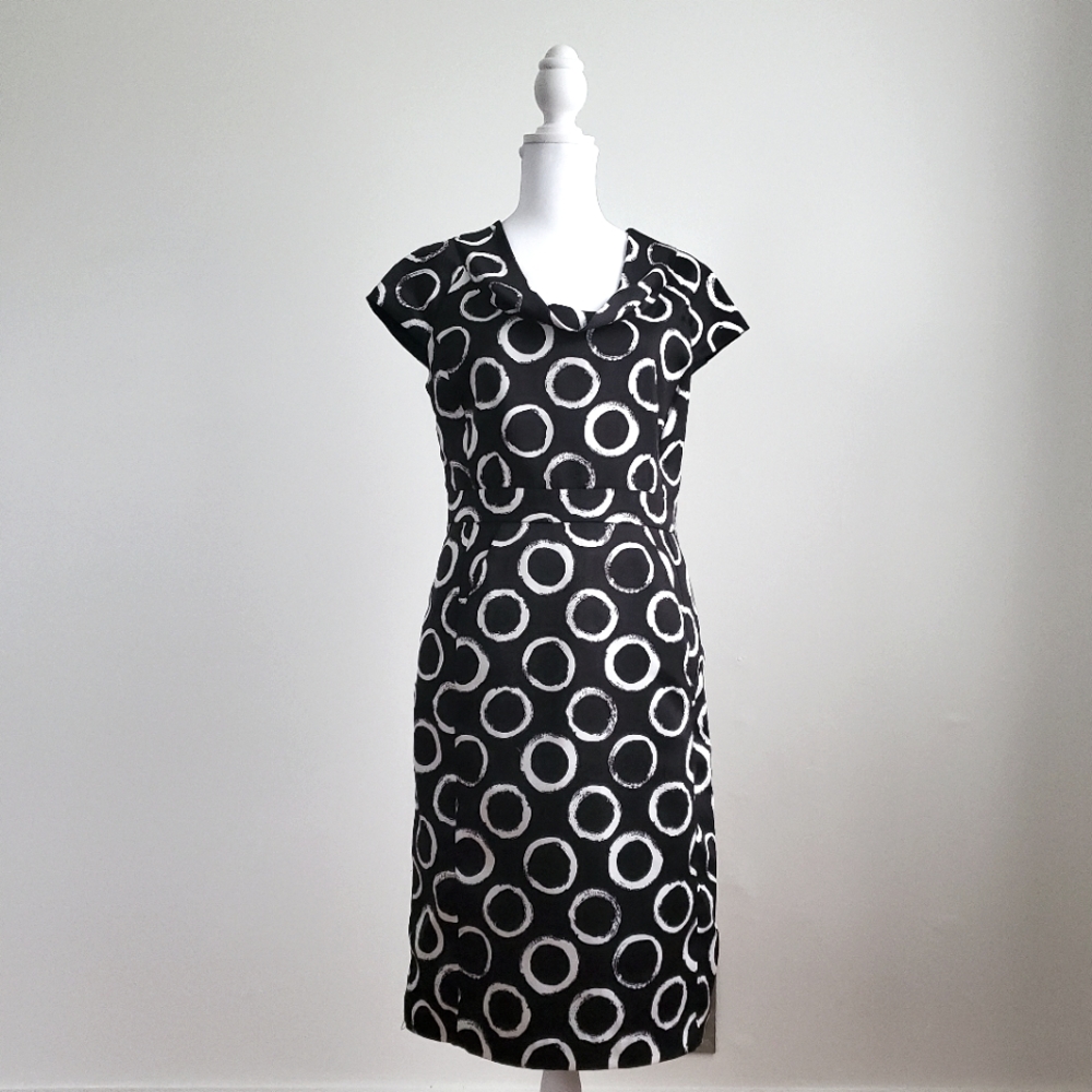 Merona Scoop Neck Cowl Black and White Sheath D…